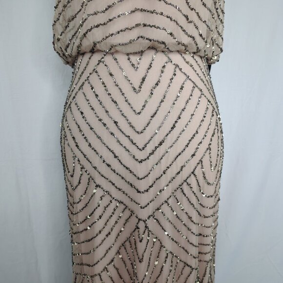 Adrianna Papel Gold Champagne Beaded Dress Maxi - Picture 4 of 12